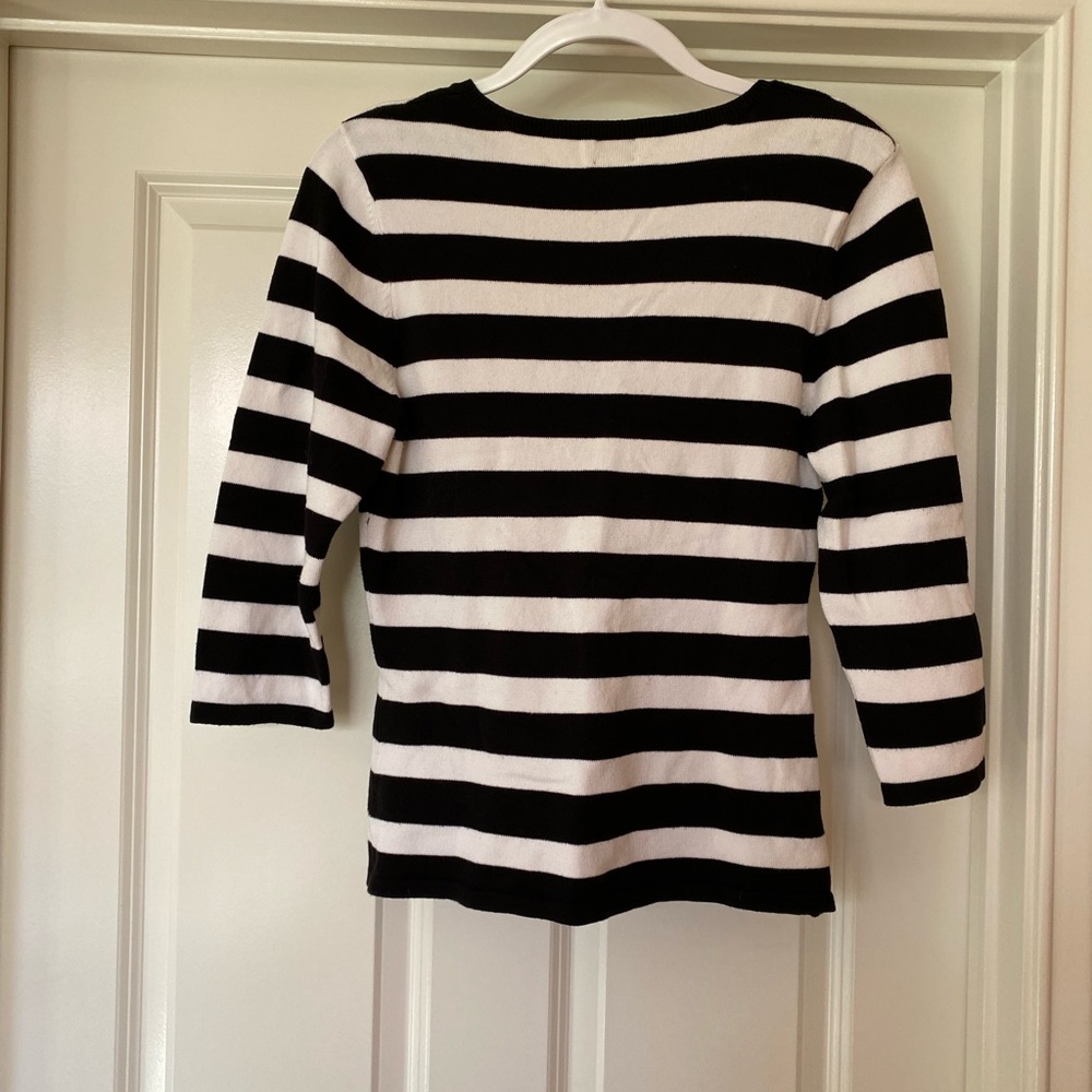 INC Women’s Stripe Split-Neck Sweater - Picture 2 of 7